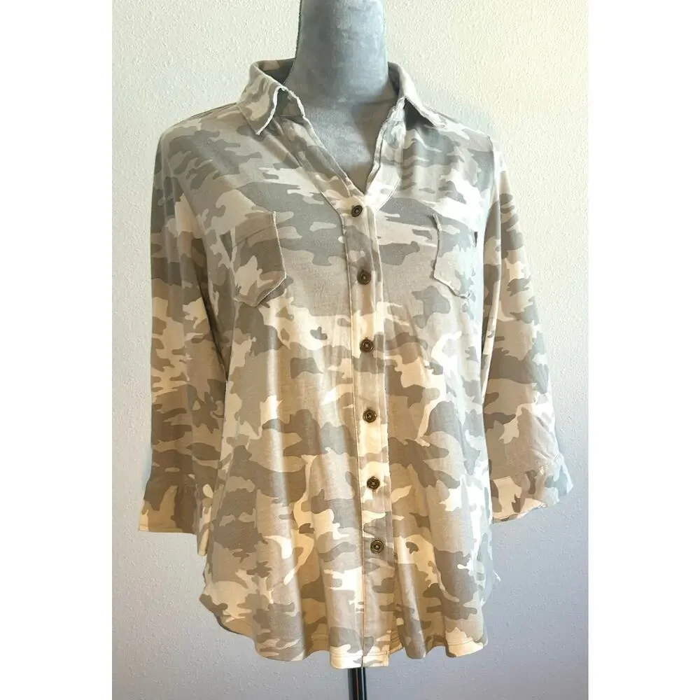Caite Women's Camouflage Blouse - Cream - Picture 4 of 10